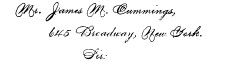 Mr. James M. Cummings, 645 Broadway, New York, Sir: