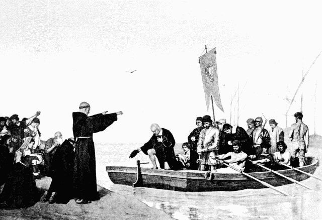 Illustration: DEPARTURE OF COLUMBUS.