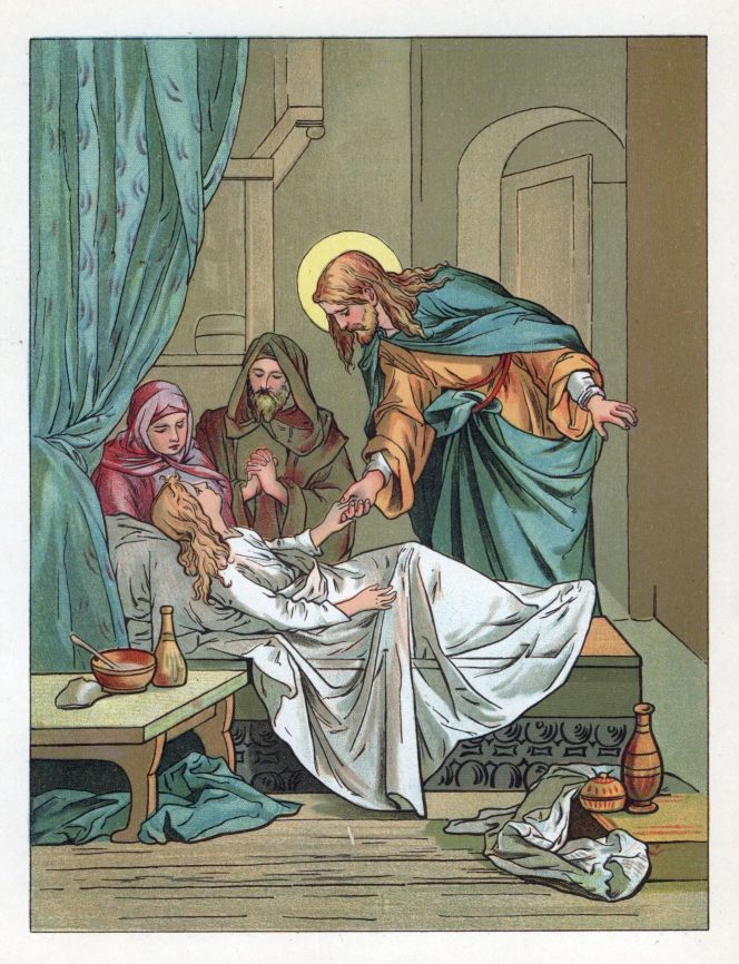 Jesus curing the little maid