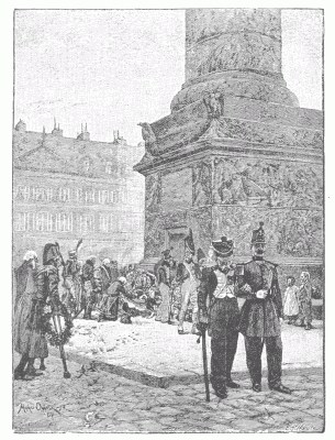 MEDALLISTS OF SAINTE-HLNE IN THE PLACE VENDOME. After the painting by Maurice Orange. The Mdaille de Sainte-Hlne was, by a decree, in 1857, a special distinction awarded to all survivors of the wars of 1792 to 1815.