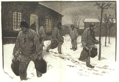 LA VIE  LA CASERNE: THE MORNING COFFEE. After a water-color by Georges Scott.