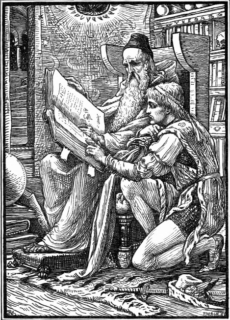 "'Tis their daughter, Princess Joan," said the wizard with a
sigh. "But do not look at her, my son, for she will bring nothing but
trouble to all who know her."—P. 87.