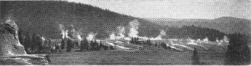 Geysers are the trademark of Yellowstone. Here is another view of a steaming basin.