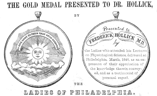 gold
medal presented to Dr. Hollick