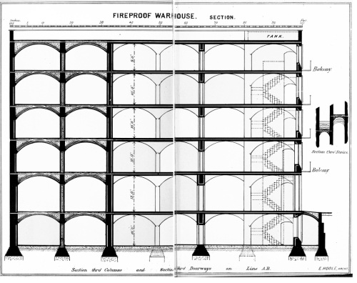 FIREPROOF WAREHOUSE. SECTION.

E. HOOLE, ARCHT.