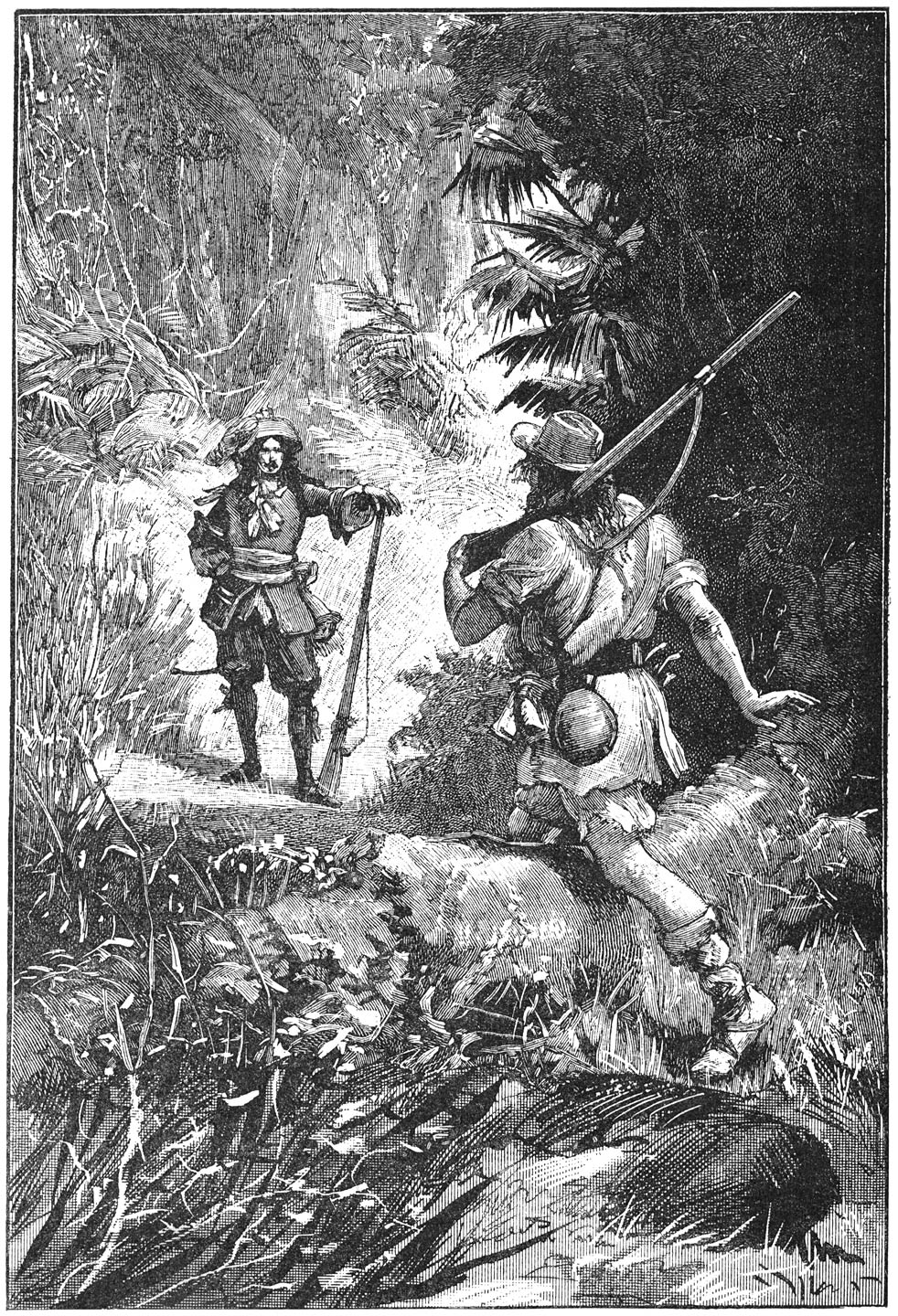 Te nauwernood had Birbomono een honderd passen gedaan, of hij stond bijna vlak tegenover Francoeur.—Blz. 83.